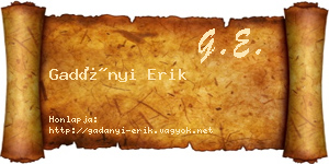 Gadányi Erik névjegykártya